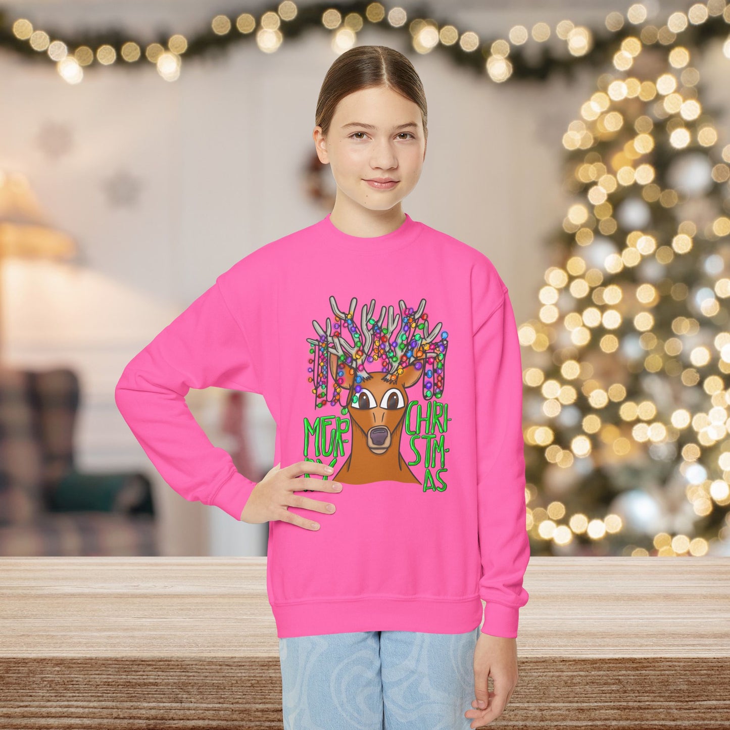 Youth Merry Christmas Reindeer Sweatshirt