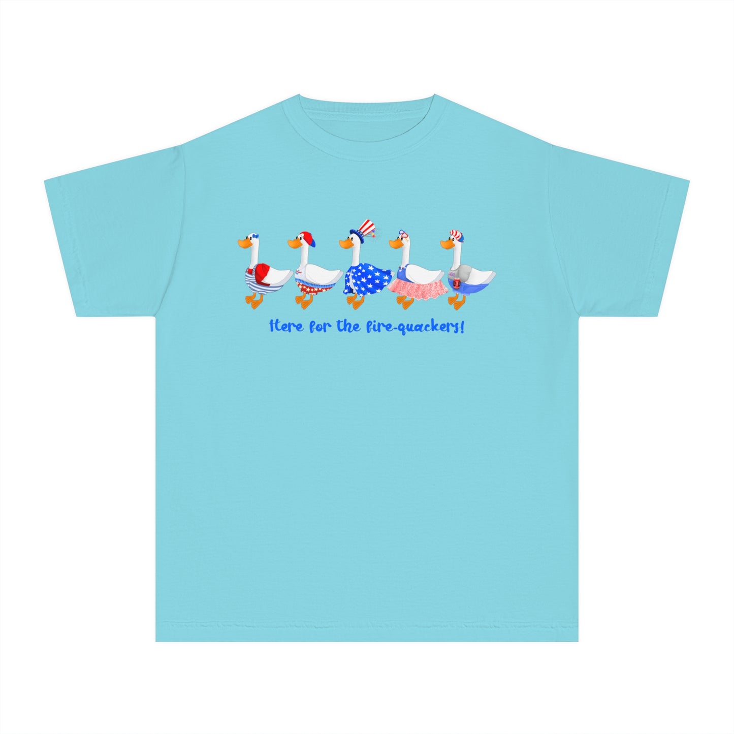 Fourth of July Youth T-Shirt -Patriotic, Here for the Firequackers Shirt