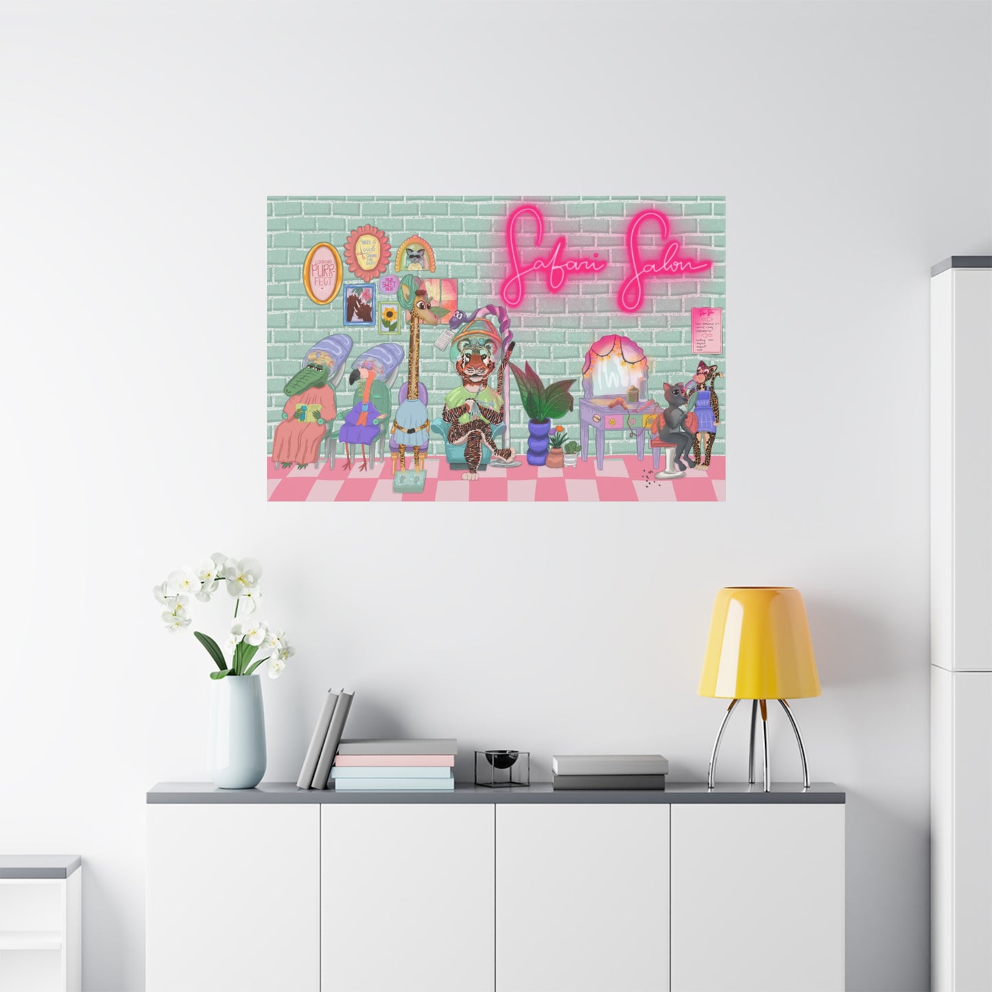 "Appointment at Safari Salon" - Canvas Print Wall Art