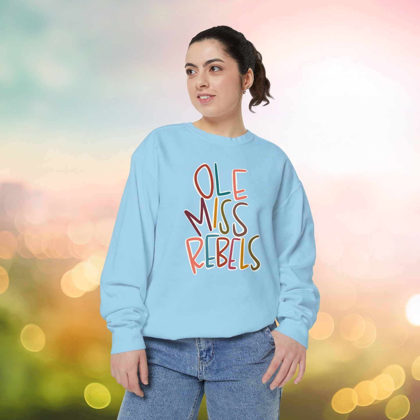 Women's Multi-Colored Ole Miss Garment-Dyed Sweatshirt
