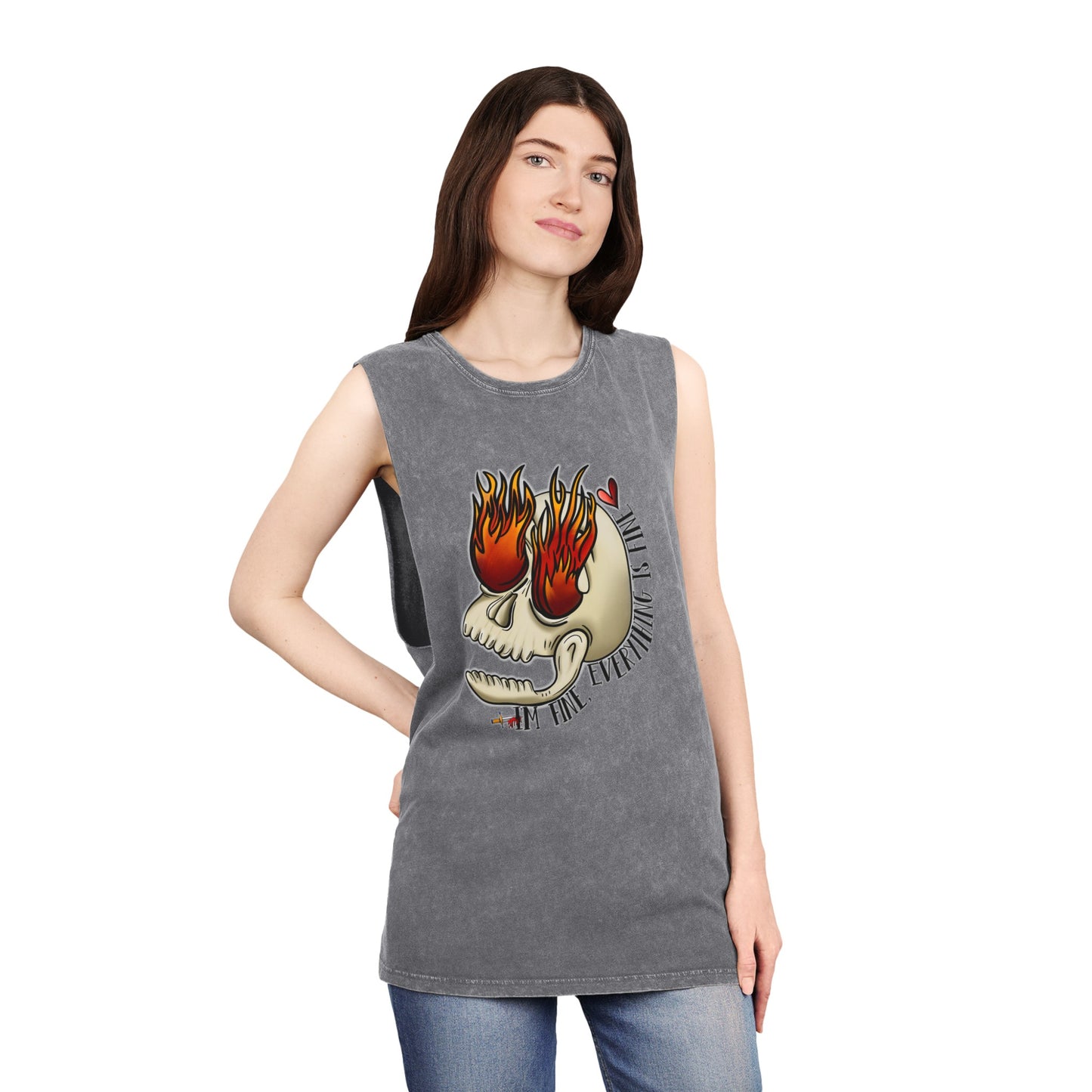 Silly Skull Stonewash Tank Top