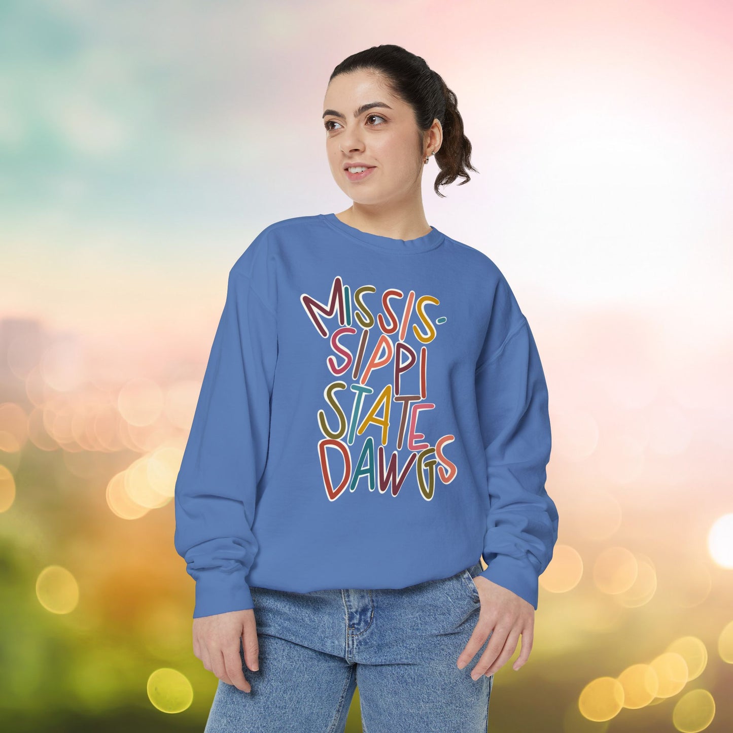 Women's Multi-Colored MS State Garment-Dyed Sweatshirt