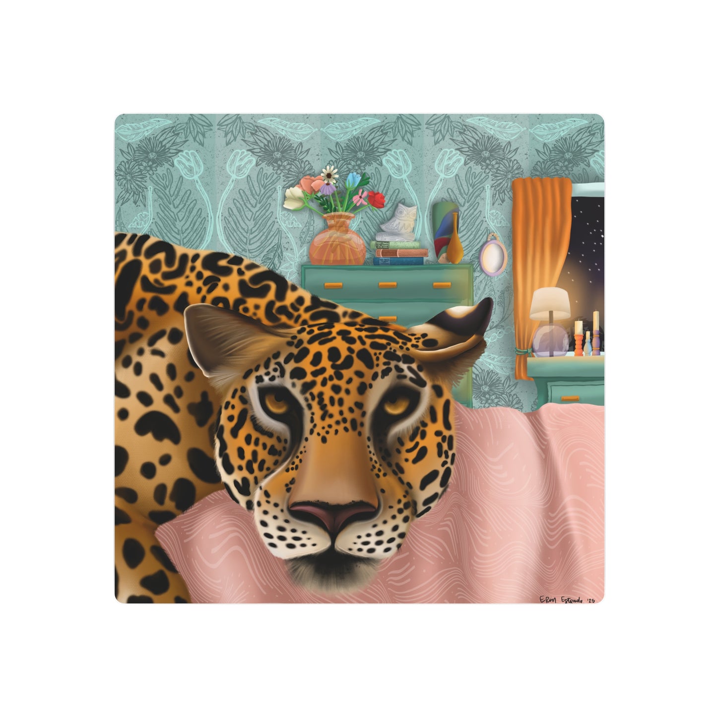 "Lounging Leopard" - Metal Art Sign