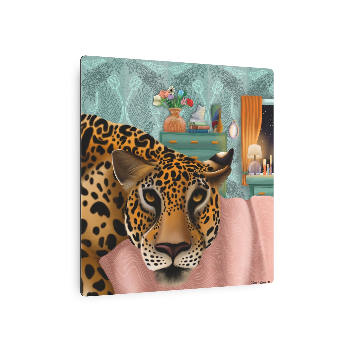 "Lounging Leopard" - Metal Art Sign
