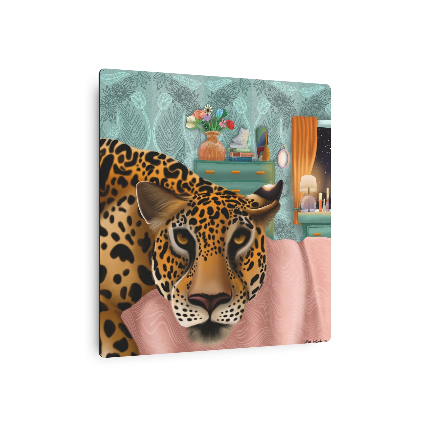 "Lounging Leopard" - Metal Art Sign