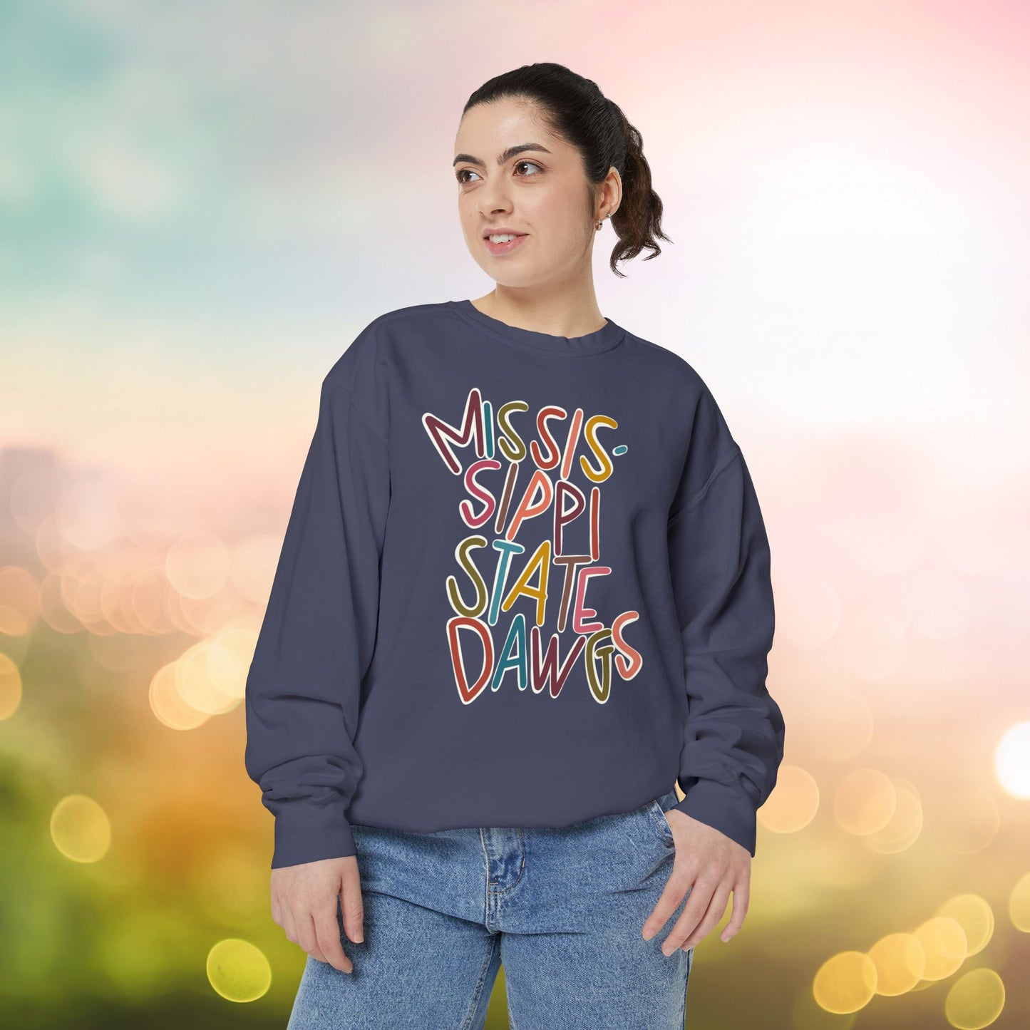 Women's Multi-Colored MS State Garment-Dyed Sweatshirt