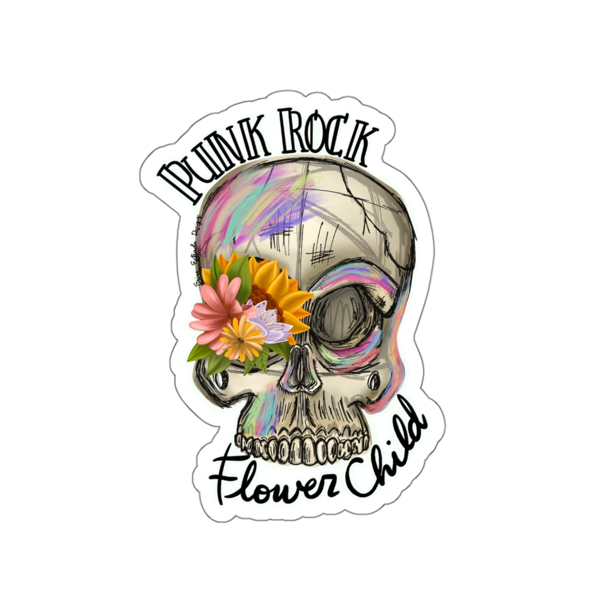 "Punk Rock Flower Child" Die-Cut Stickers