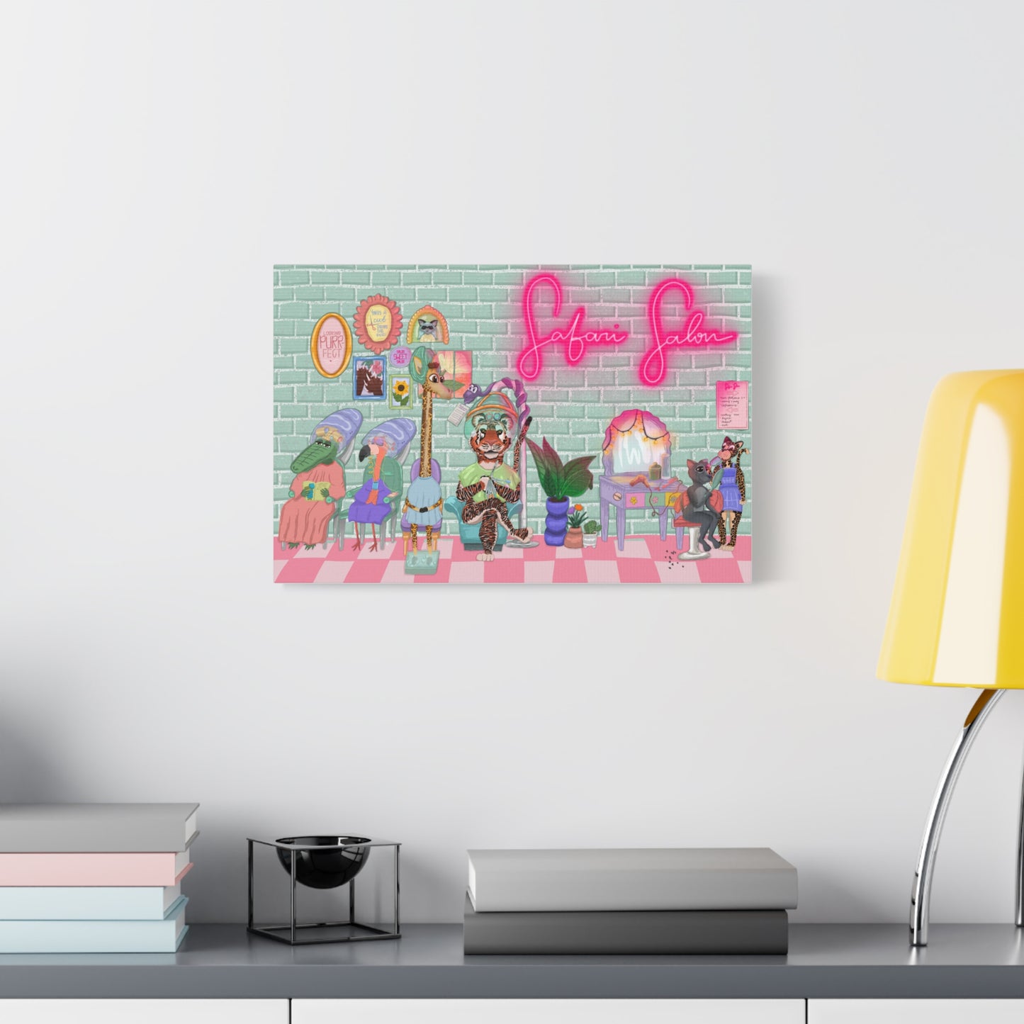 "Appointment at Safari Salon" - Canvas Print Wall Art
