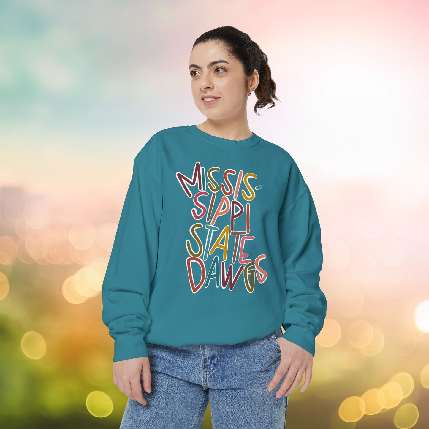Women's Multi-Colored MS State Garment-Dyed Sweatshirt