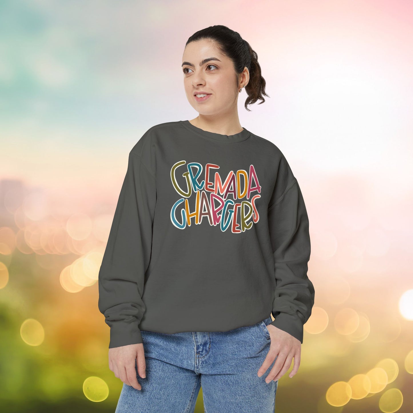 Women's Multi-Colored Grenada Chargers Garment-Dyed Sweatshirt