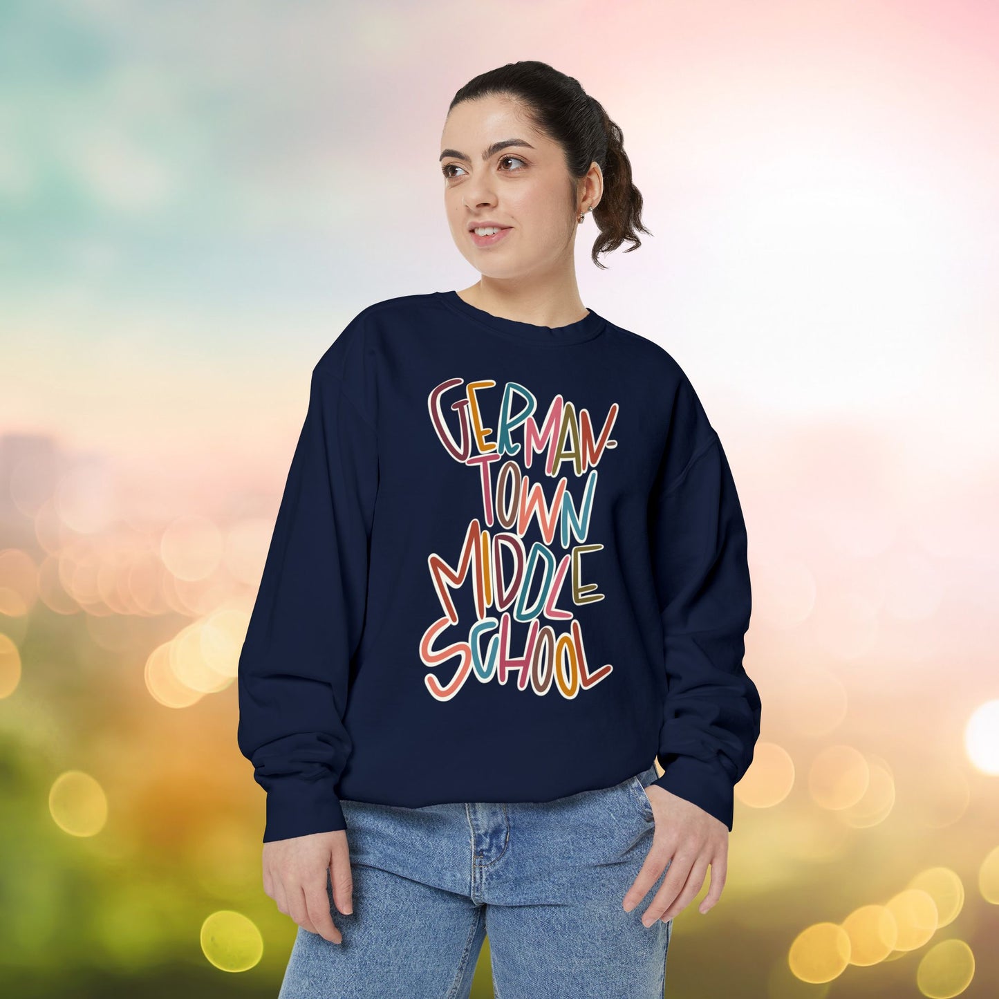 Women's Multi-Colored Germantown Middle School Garment-Dyed Sweatshirt