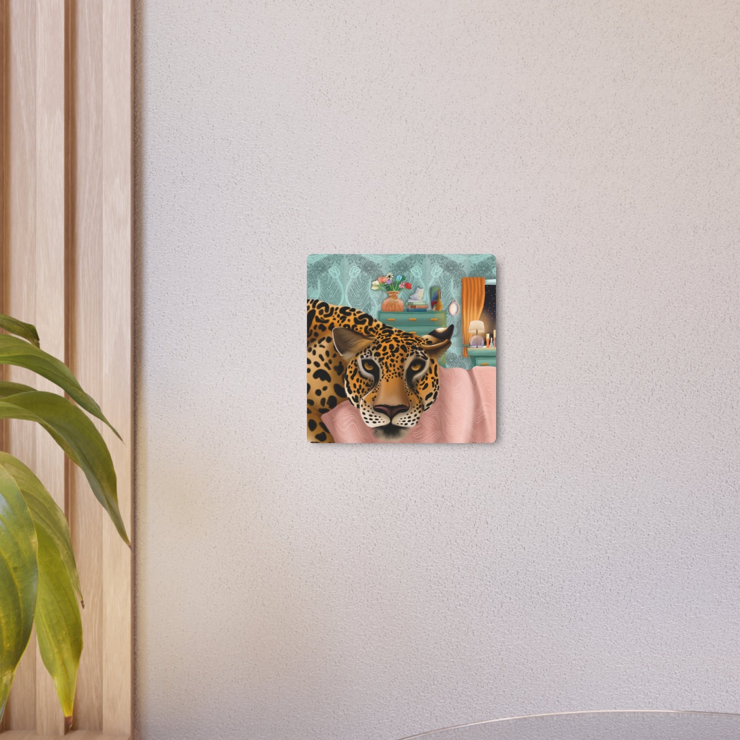 "Lounging Leopard" - Metal Art Sign