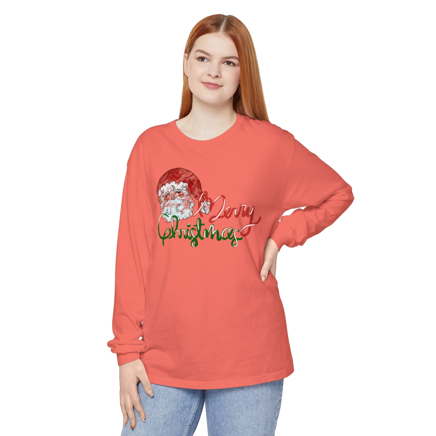 Merry Christmas Long Sleeve Comfort Colors T-Shirt