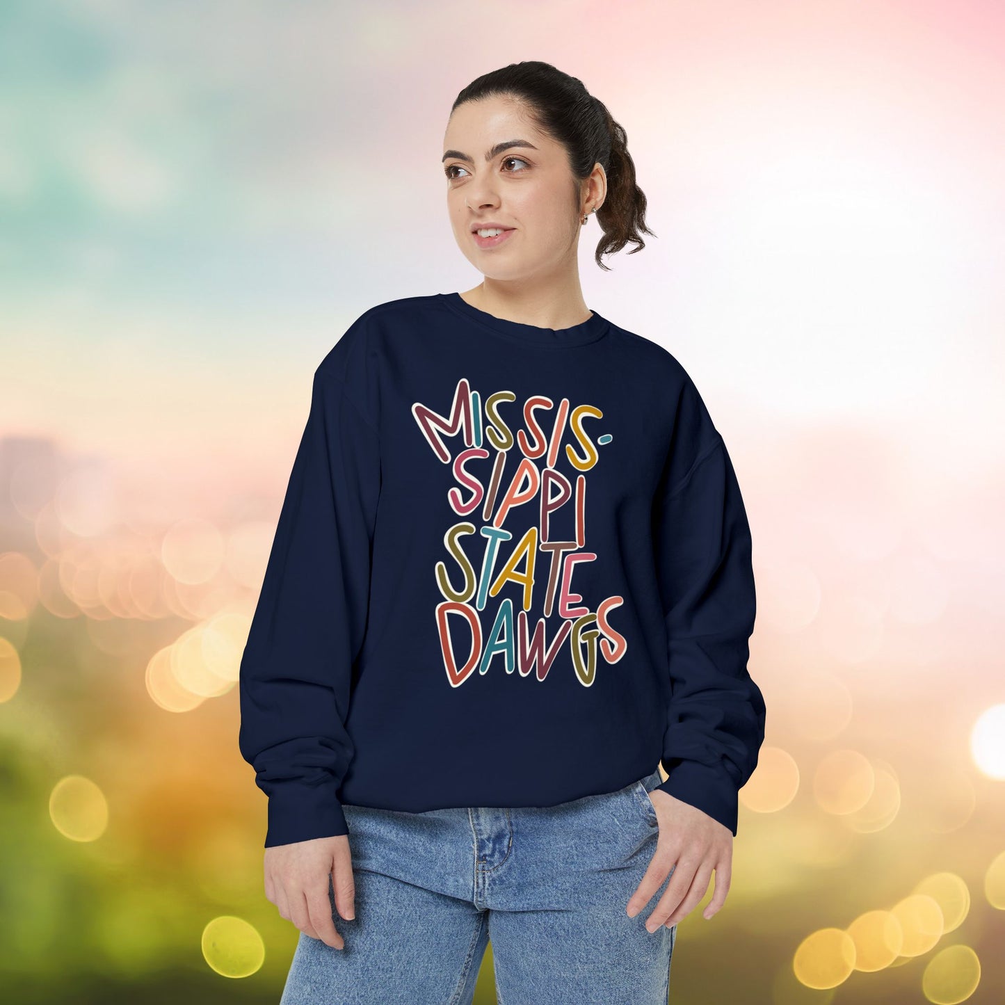 Women's Multi-Colored MS State Garment-Dyed Sweatshirt
