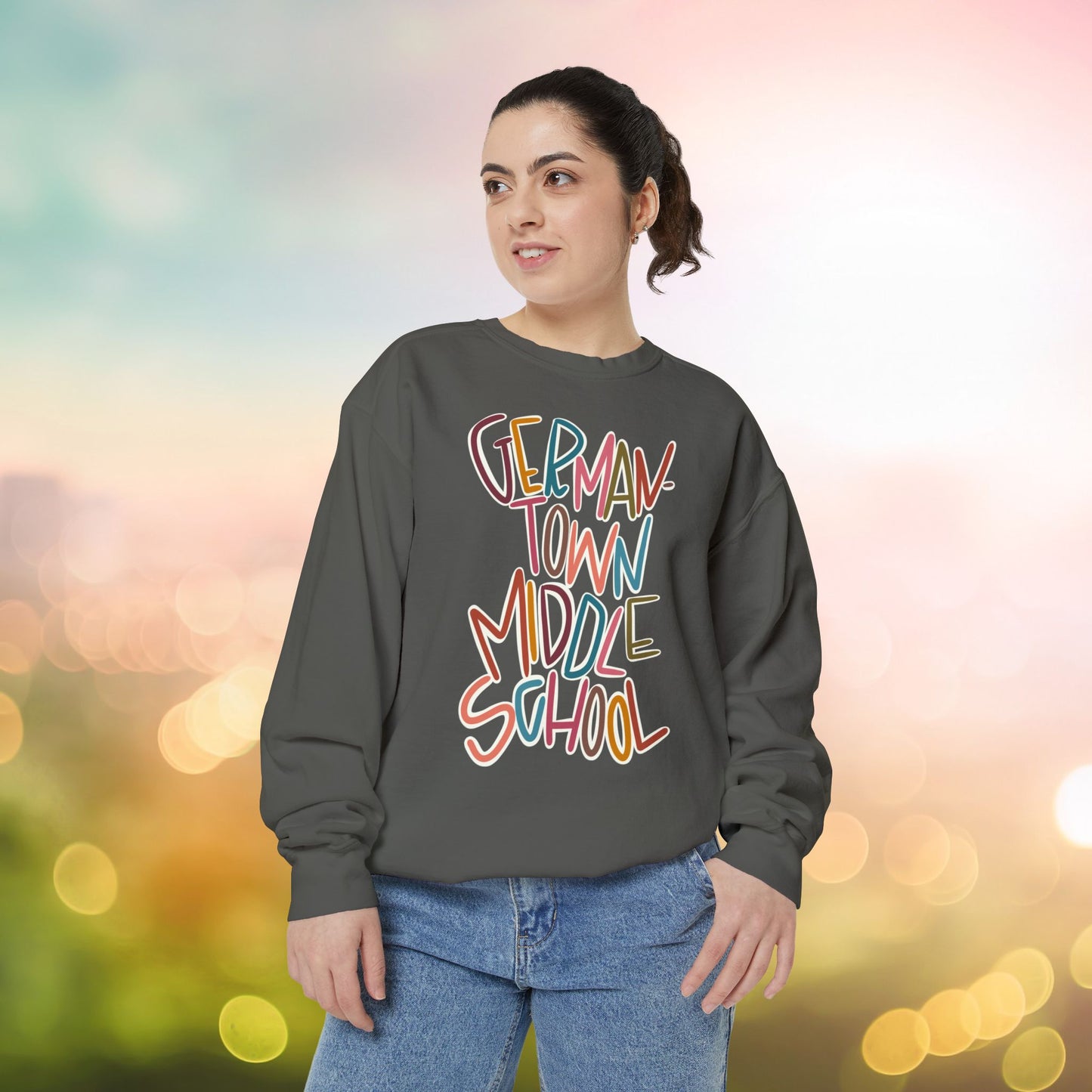 Women's Multi-Colored Germantown Middle School Garment-Dyed Sweatshirt