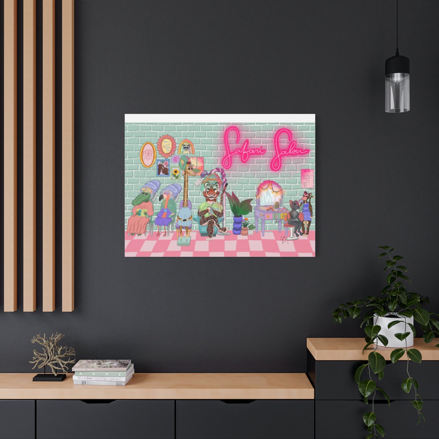 "Appointment at Safari Salon" - Canvas Print Wall Art