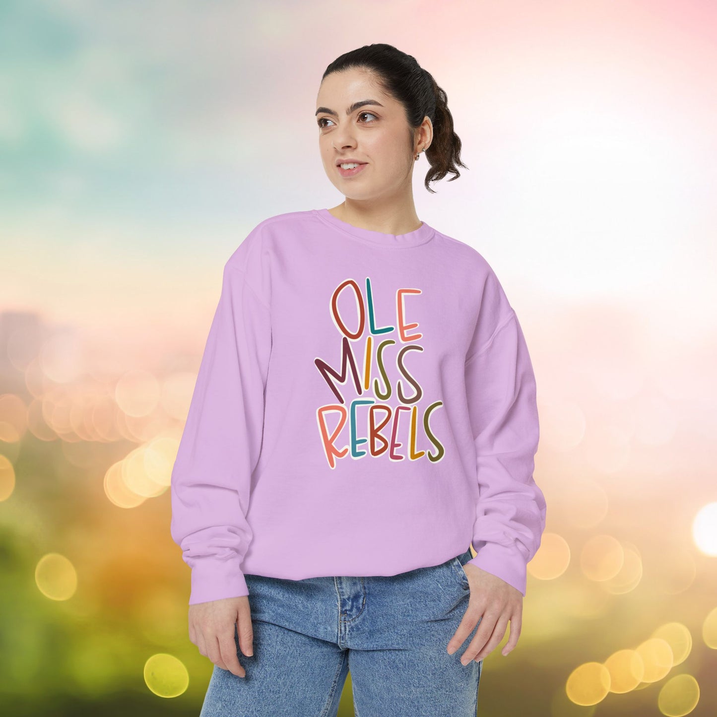 Women's Multi-Colored Ole Miss Garment-Dyed Sweatshirt