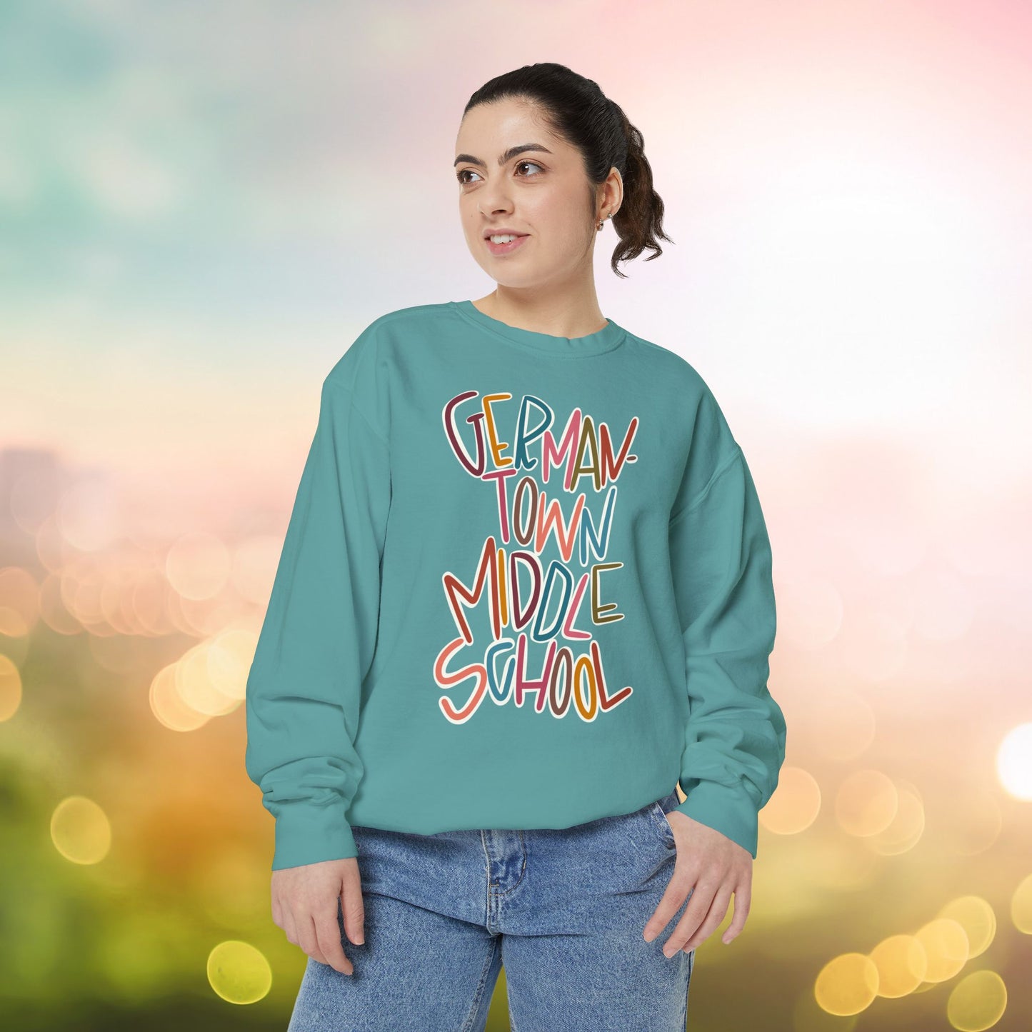 Women's Multi-Colored Germantown Middle School Garment-Dyed Sweatshirt