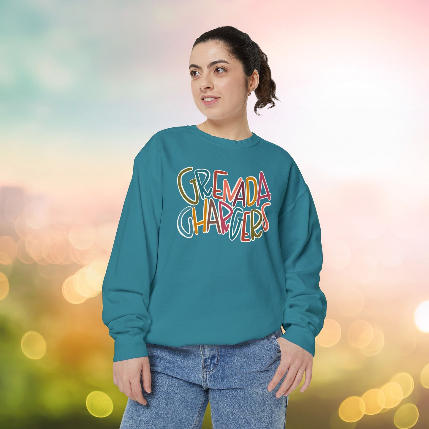Women's Multi-Colored Grenada Chargers Garment-Dyed Sweatshirt