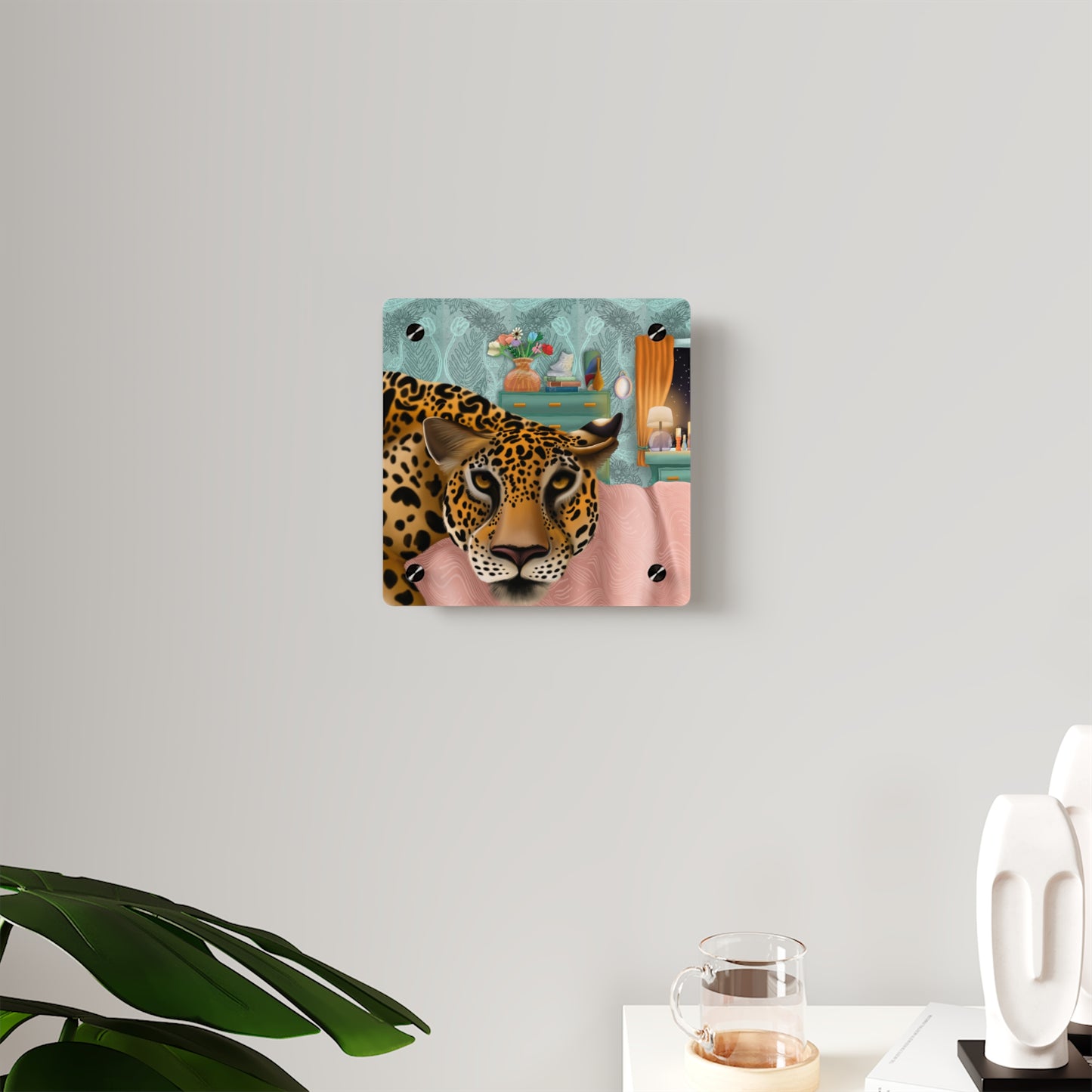 "Lounging Leopard" - Acrylic Wall Art Panel