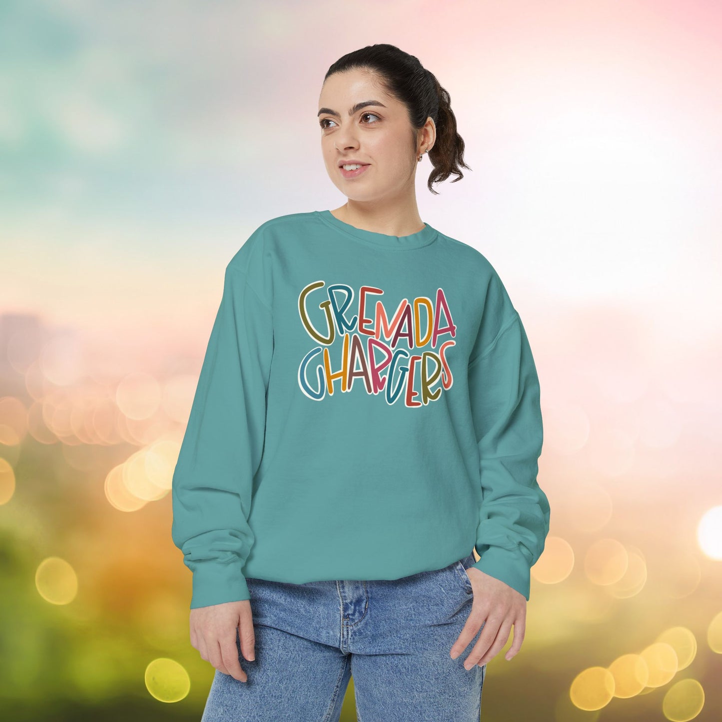 Women's Multi-Colored Grenada Chargers Garment-Dyed Sweatshirt