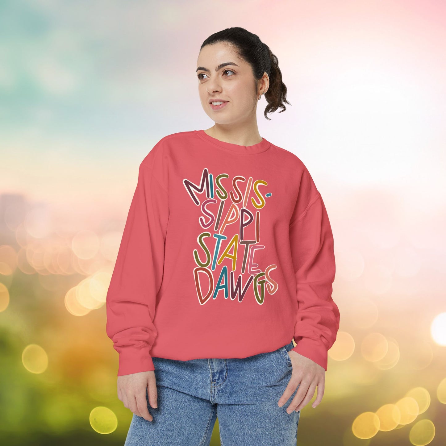 Women's Multi-Colored MS State Garment-Dyed Sweatshirt