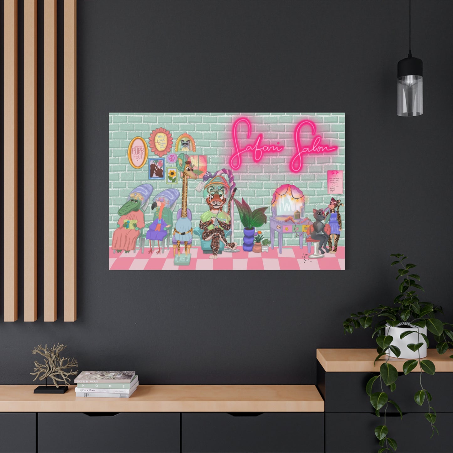 "Appointment at Safari Salon" - Canvas Print Wall Art