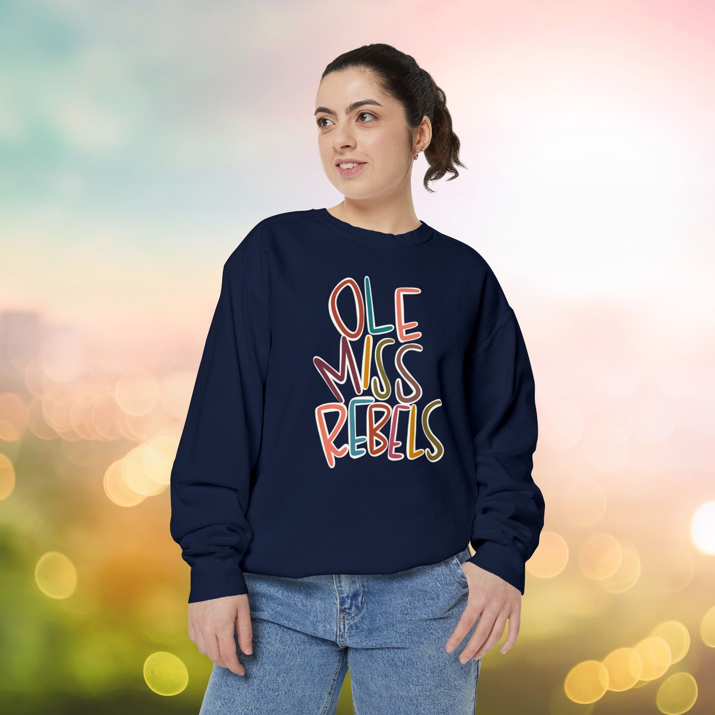 Women's Multi-Colored Ole Miss Garment-Dyed Sweatshirt