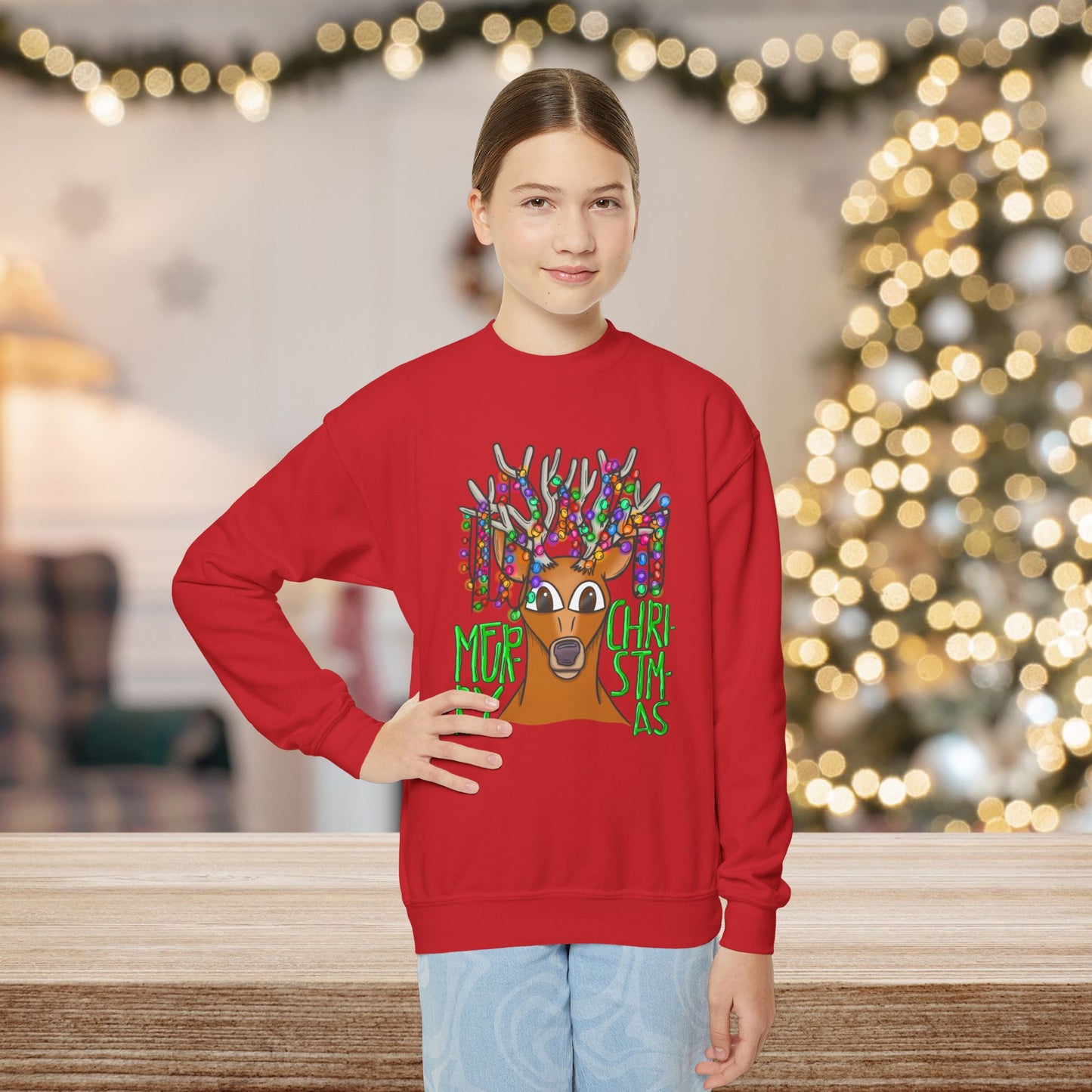 Youth Merry Christmas Reindeer Sweatshirt