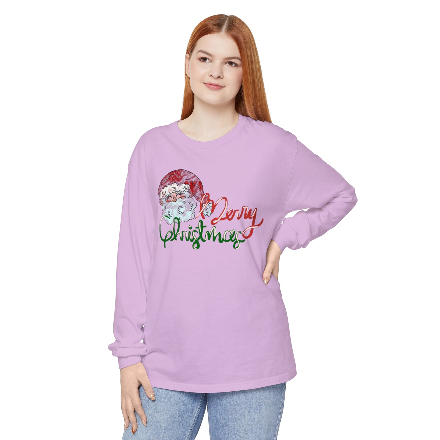 Merry Christmas Long Sleeve Comfort Colors T-Shirt