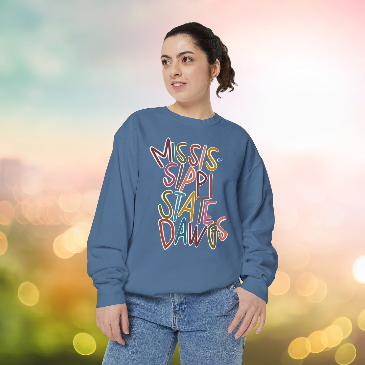 Women's Multi-Colored MS State Garment-Dyed Sweatshirt