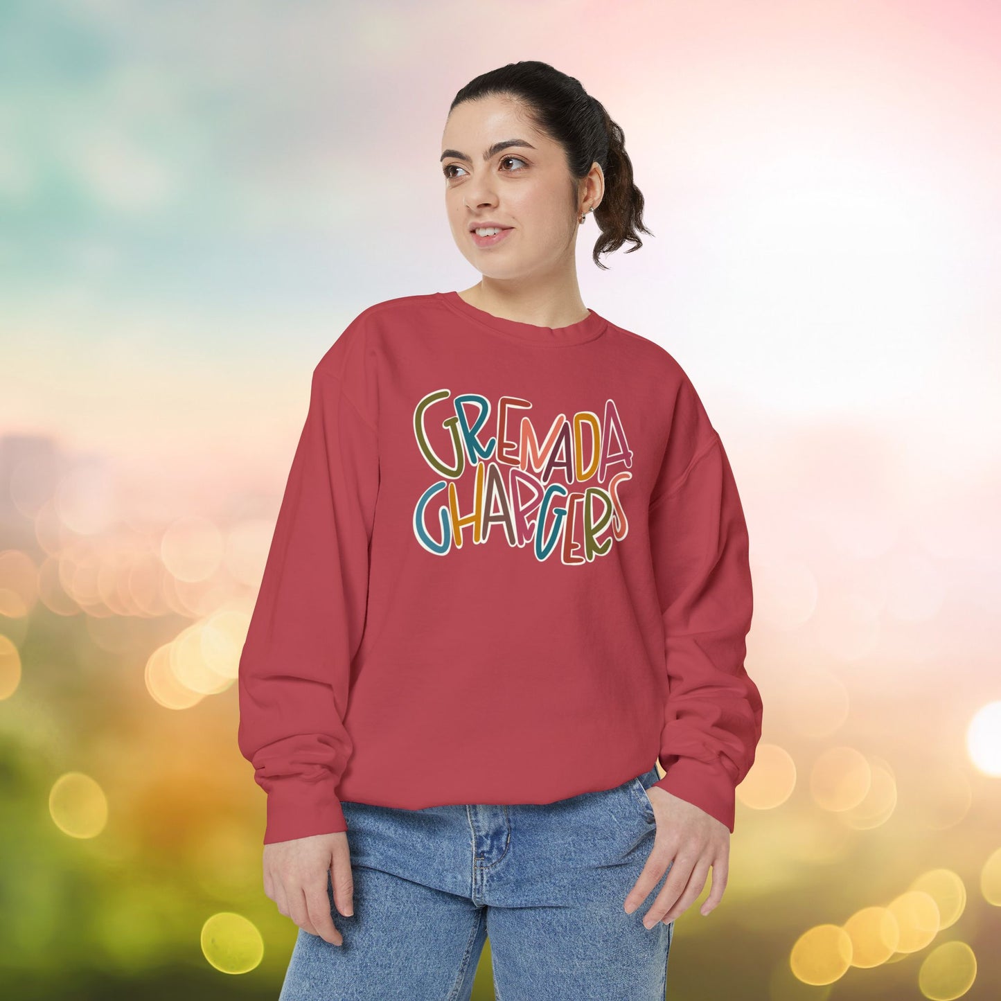 Women's Multi-Colored Grenada Chargers Garment-Dyed Sweatshirt