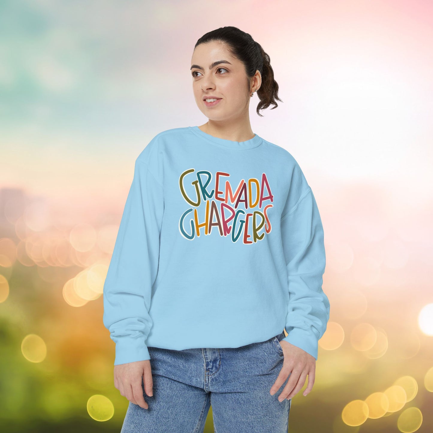 Women's Multi-Colored Grenada Chargers Garment-Dyed Sweatshirt