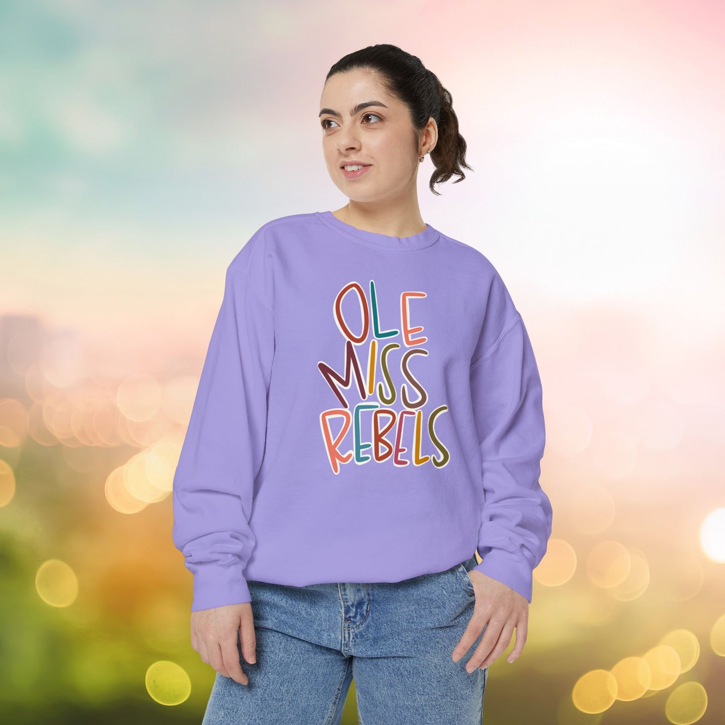 Women's Multi-Colored Ole Miss Garment-Dyed Sweatshirt