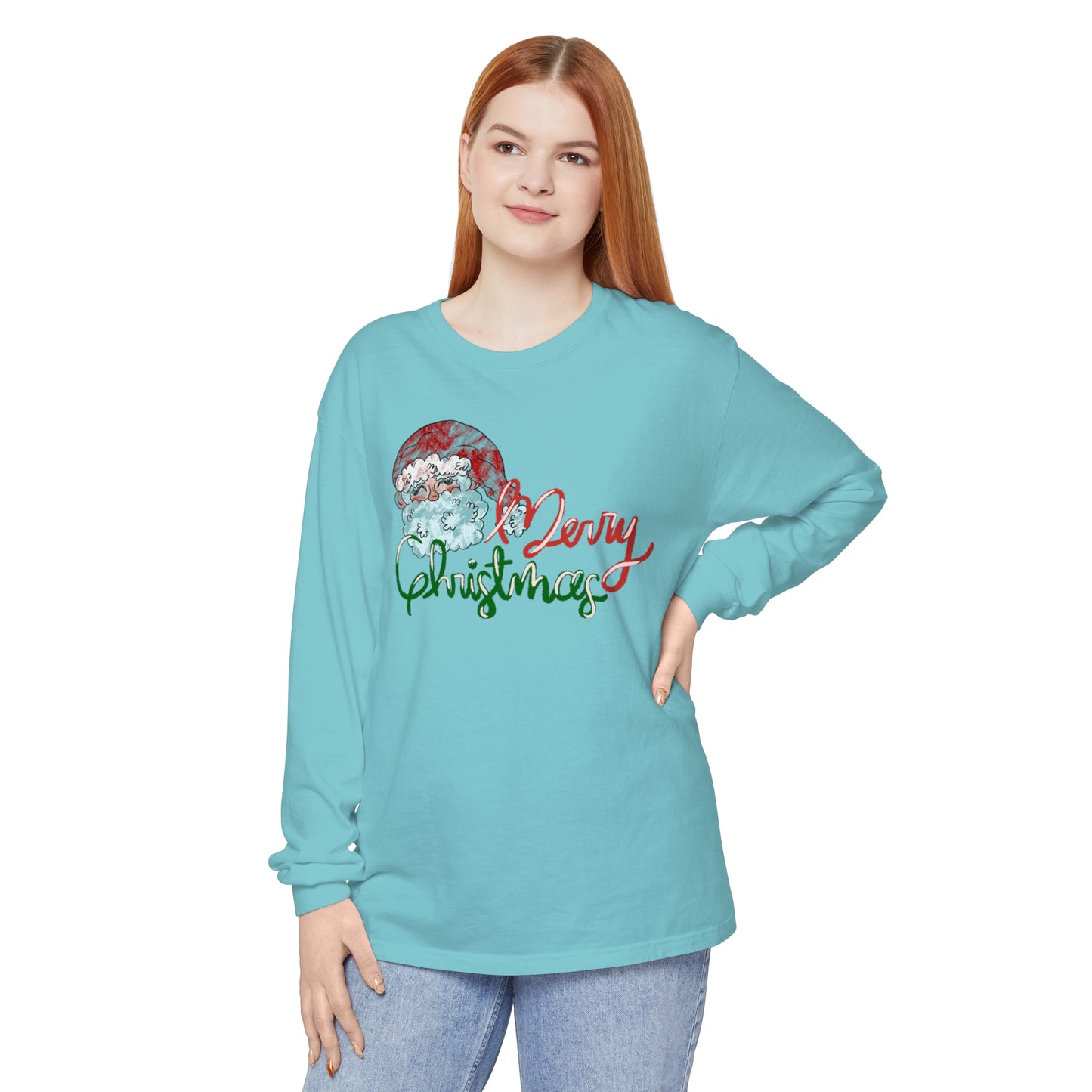 Merry Christmas Long Sleeve Comfort Colors T-Shirt