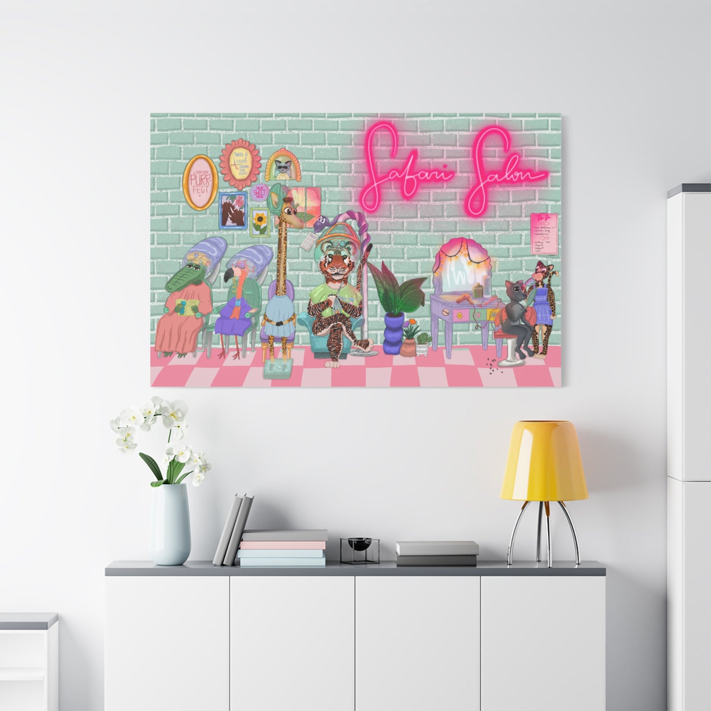 "Appointment at Safari Salon" - Canvas Print Wall Art