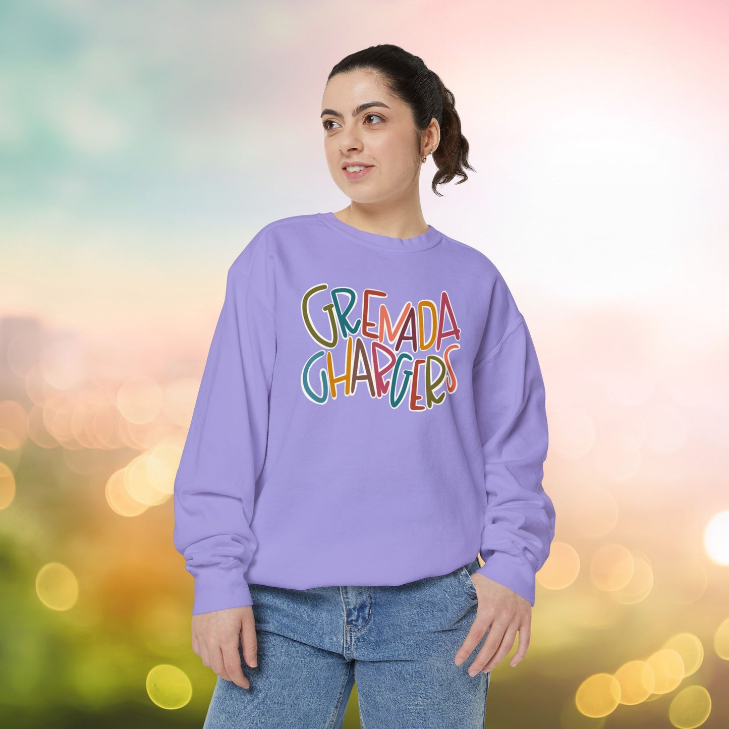 Women's Multi-Colored Grenada Chargers Garment-Dyed Sweatshirt