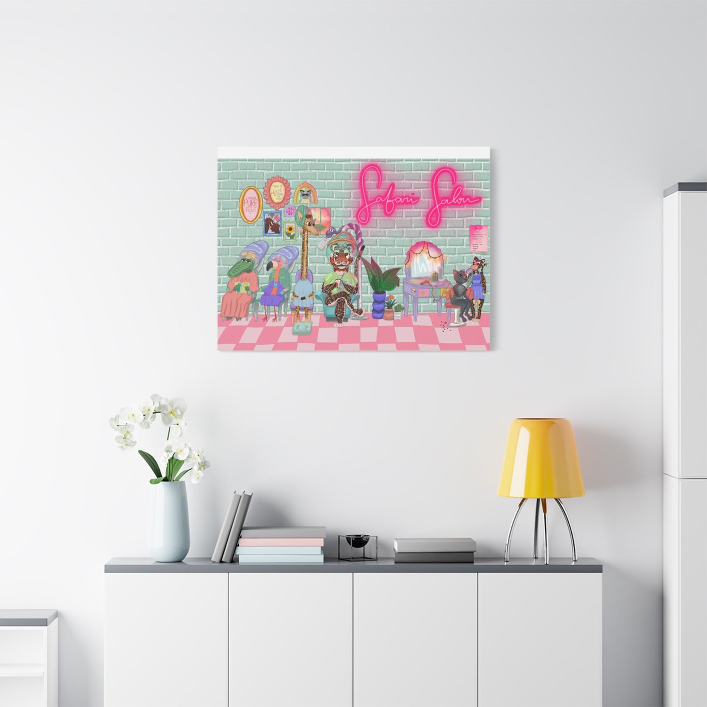 "Appointment at Safari Salon" - Canvas Print Wall Art