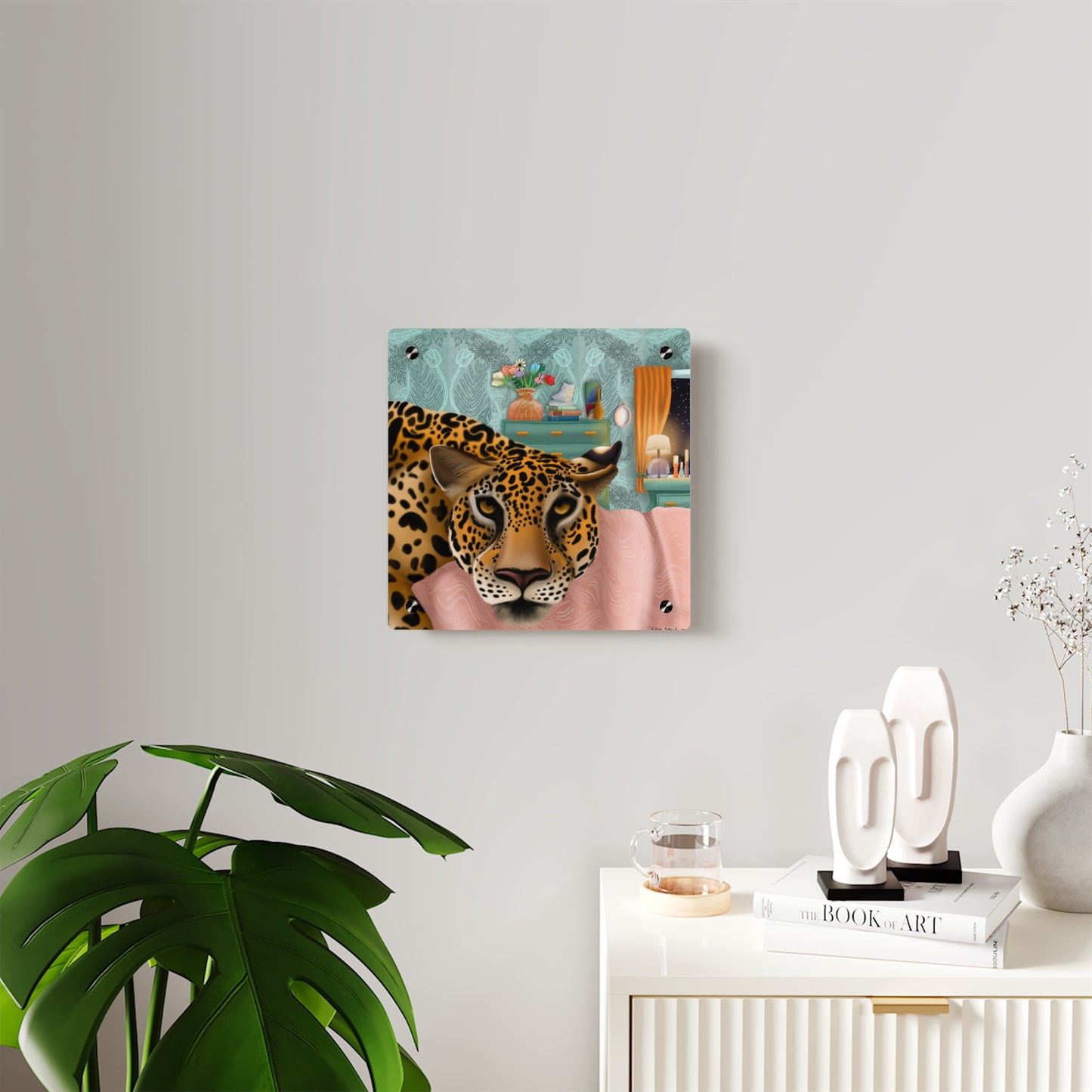 "Lounging Leopard" - Acrylic Wall Art Panel