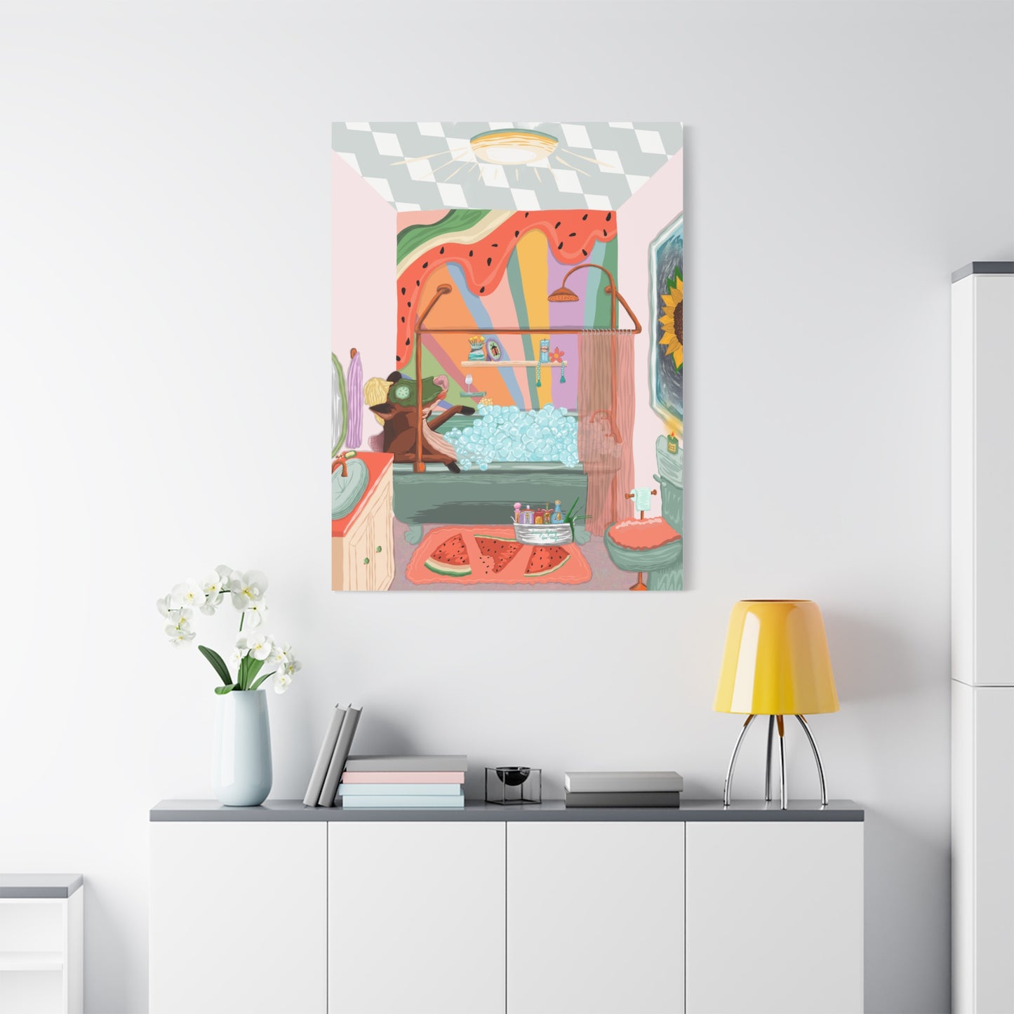 "Bubbley MOO-d" - Canvas Print Wall Art