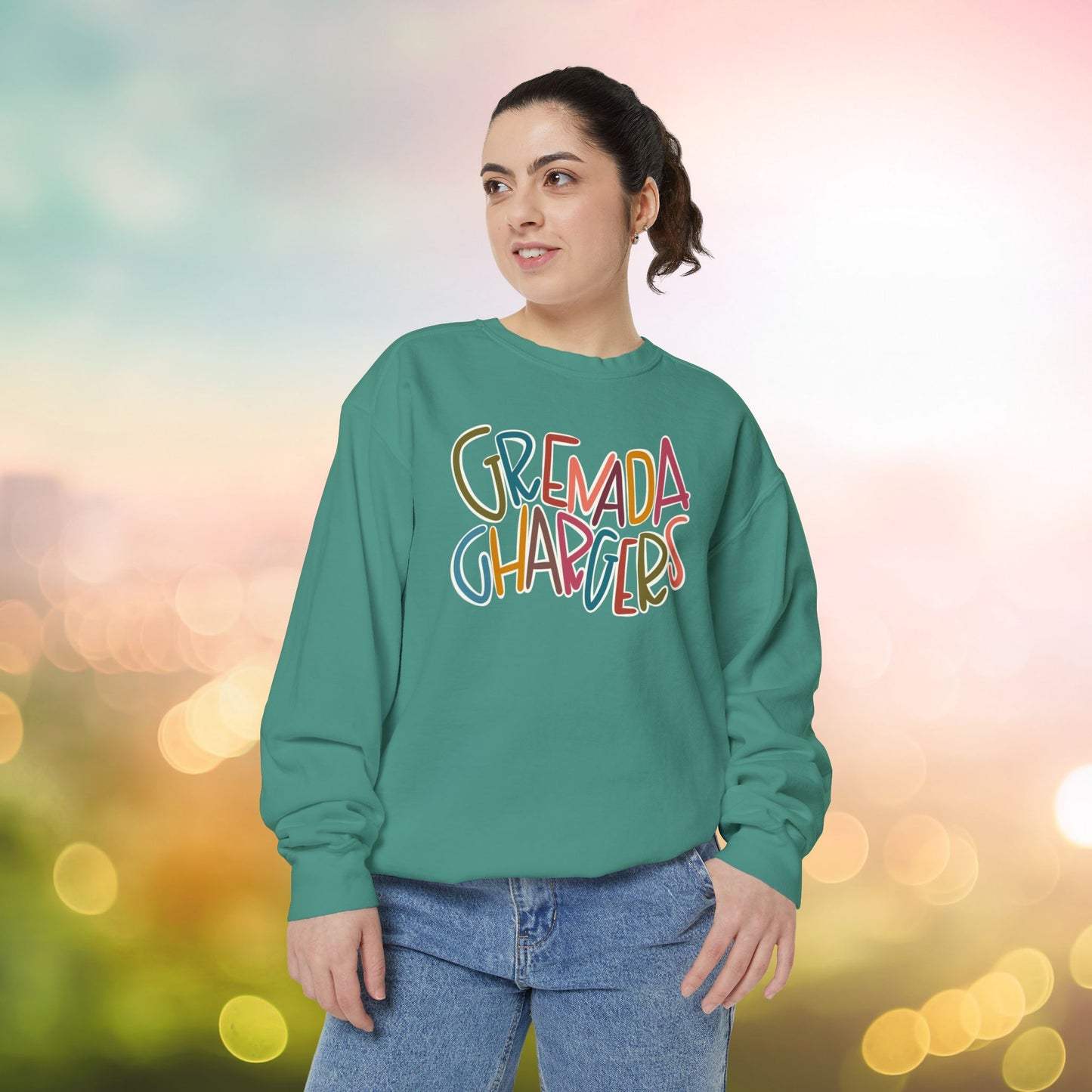 Women's Multi-Colored Grenada Chargers Garment-Dyed Sweatshirt
