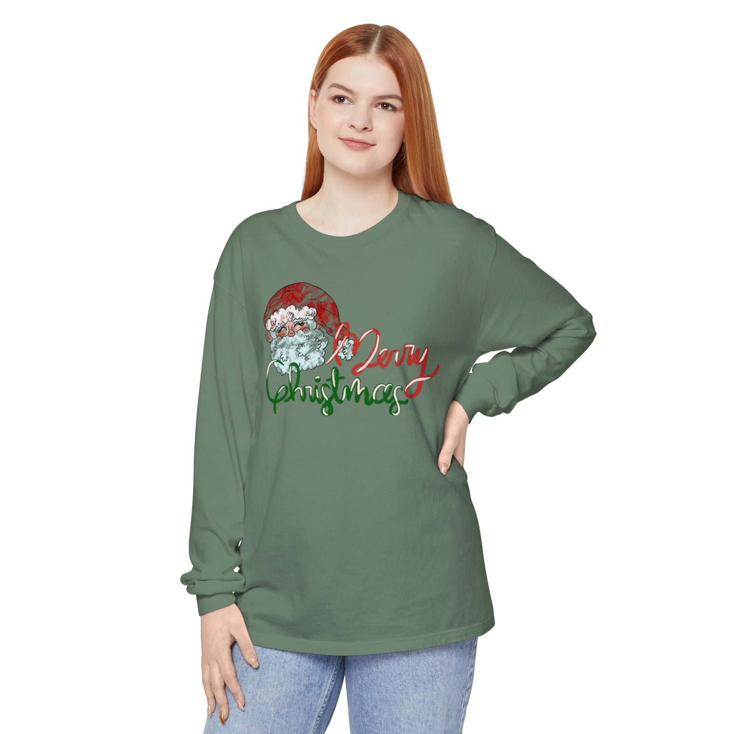Merry Christmas Long Sleeve Comfort Colors T-Shirt