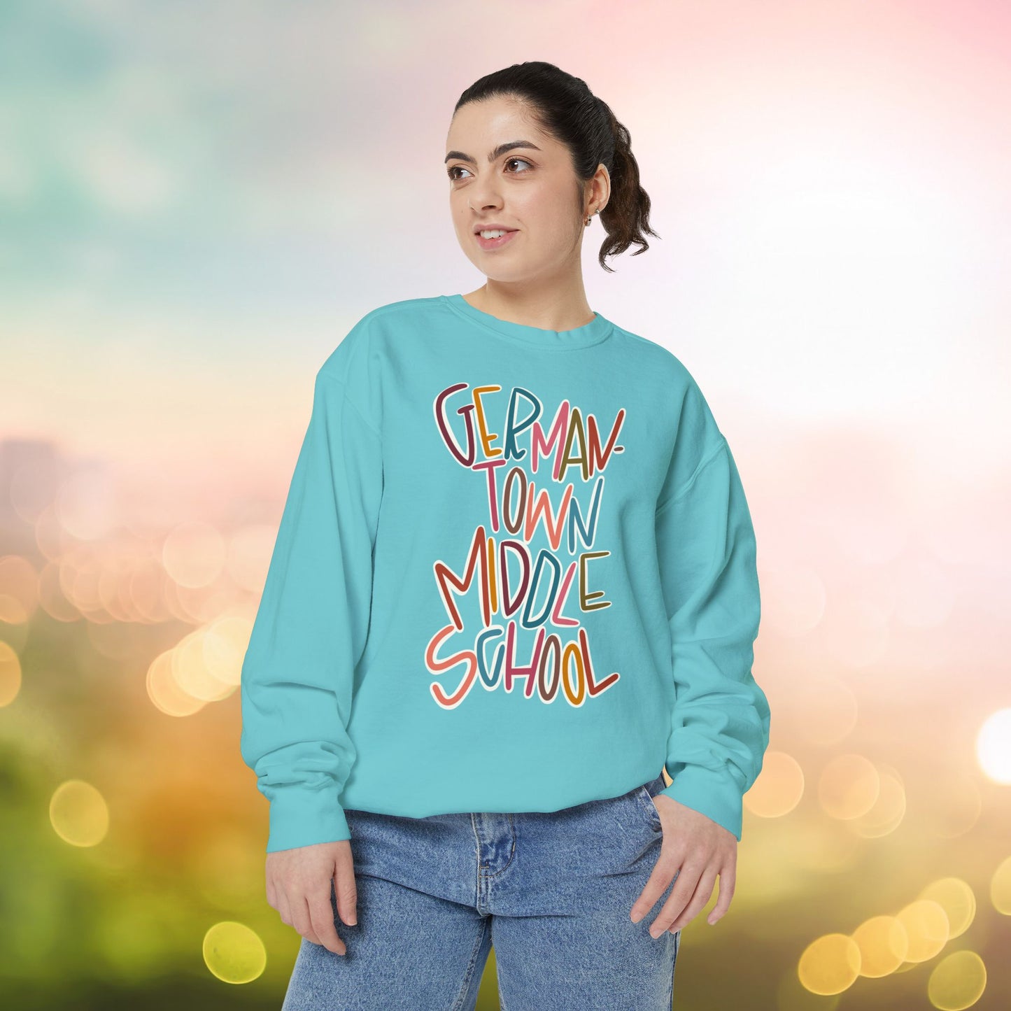 Women's Multi-Colored Germantown Middle School Garment-Dyed Sweatshirt
