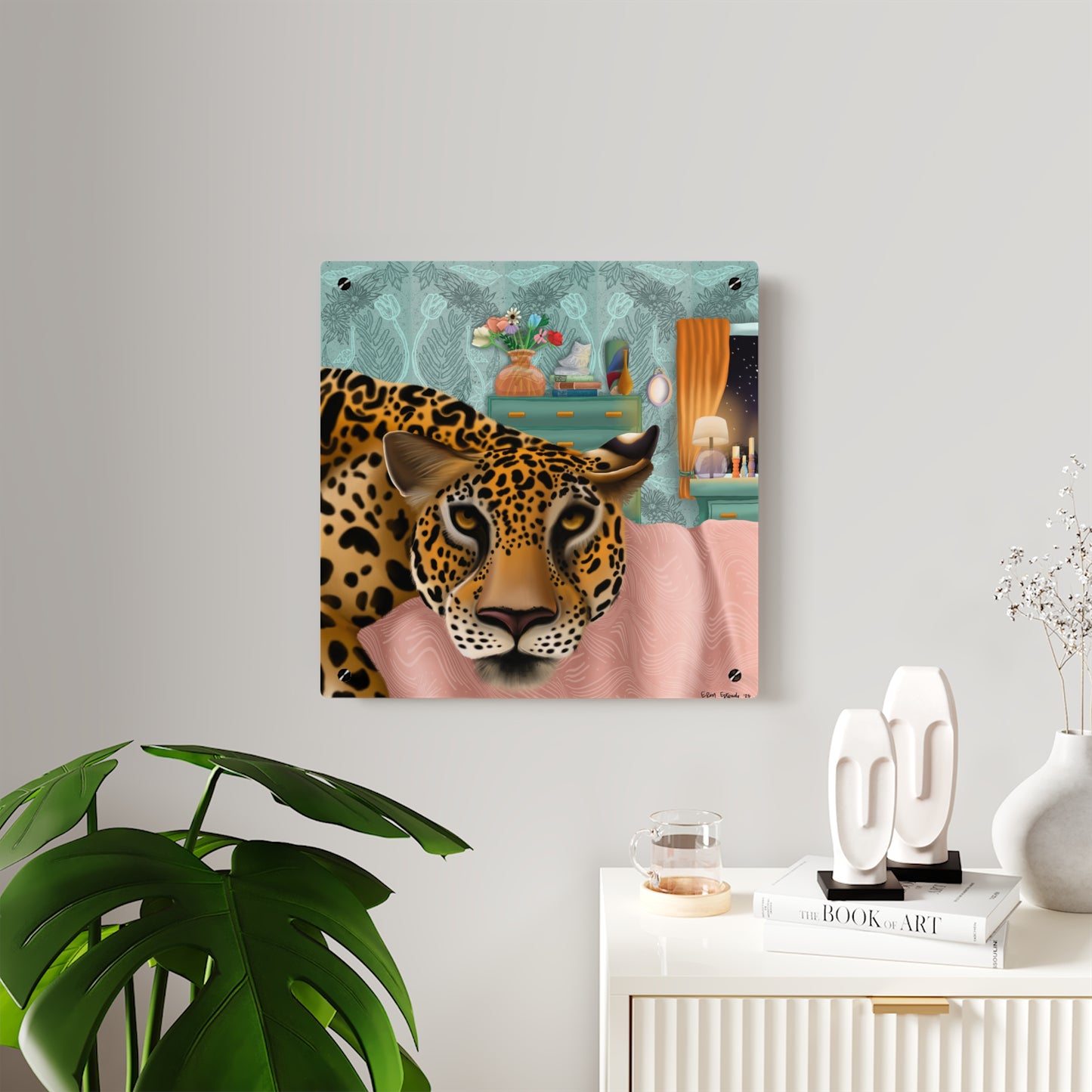 "Lounging Leopard" - Acrylic Wall Art Panel