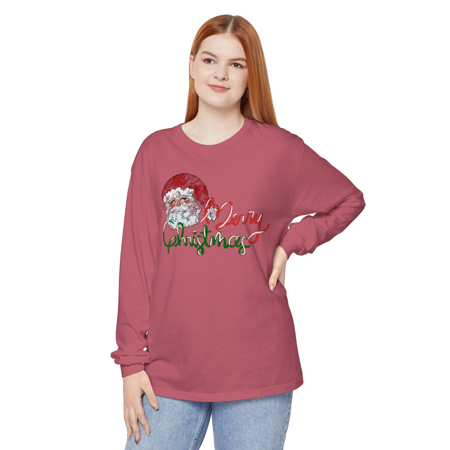 Merry Christmas Long Sleeve Comfort Colors T-Shirt
