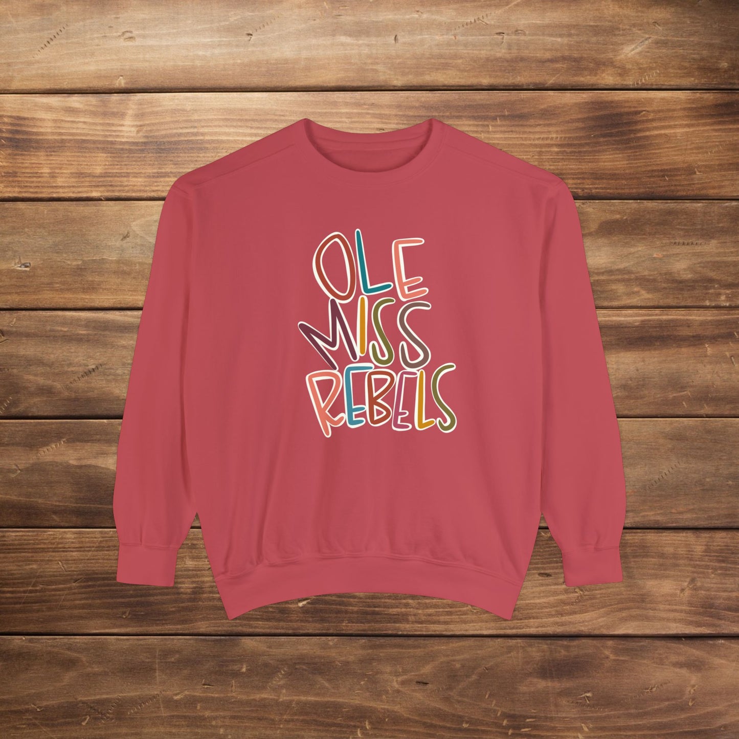 Women's Multi-Colored Ole Miss Garment-Dyed Sweatshirt