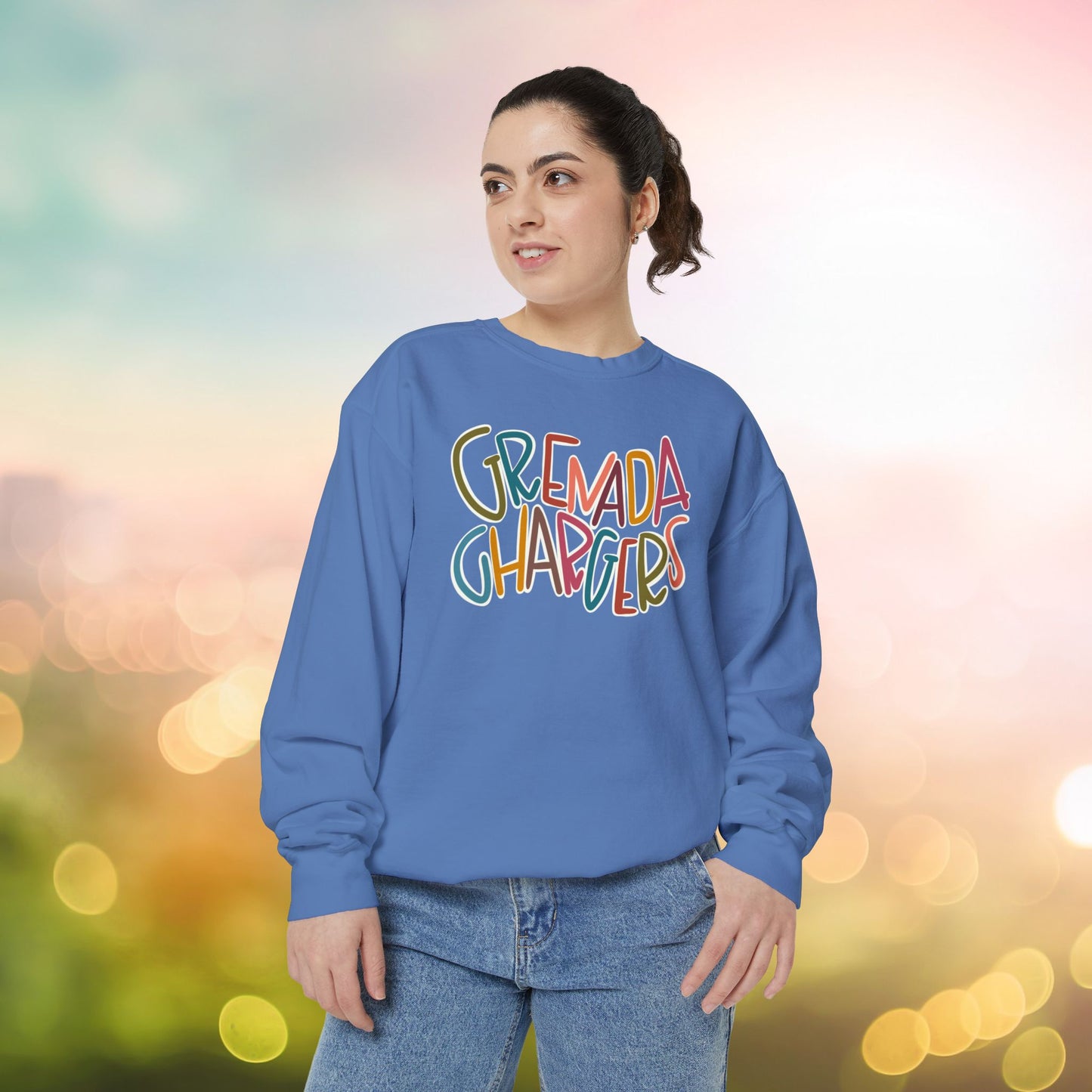 Women's Multi-Colored Grenada Chargers Garment-Dyed Sweatshirt