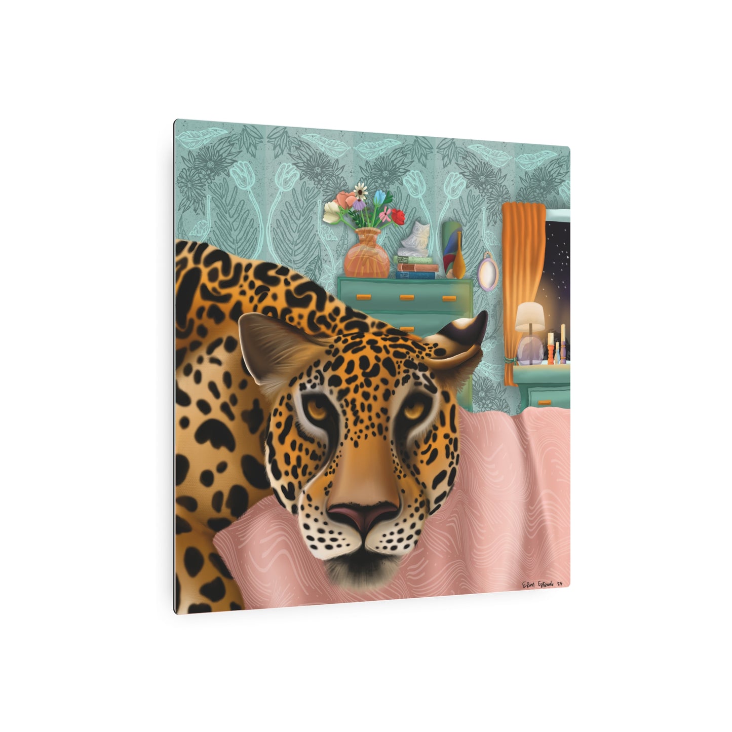 "Lounging Leopard" - Metal Art Sign
