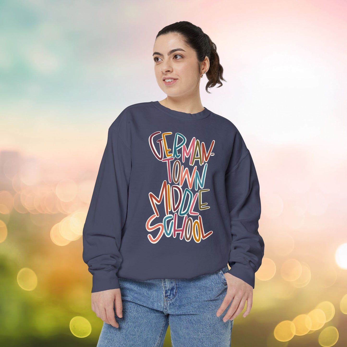 Women's Multi-Colored Germantown Middle School Garment-Dyed Sweatshirt