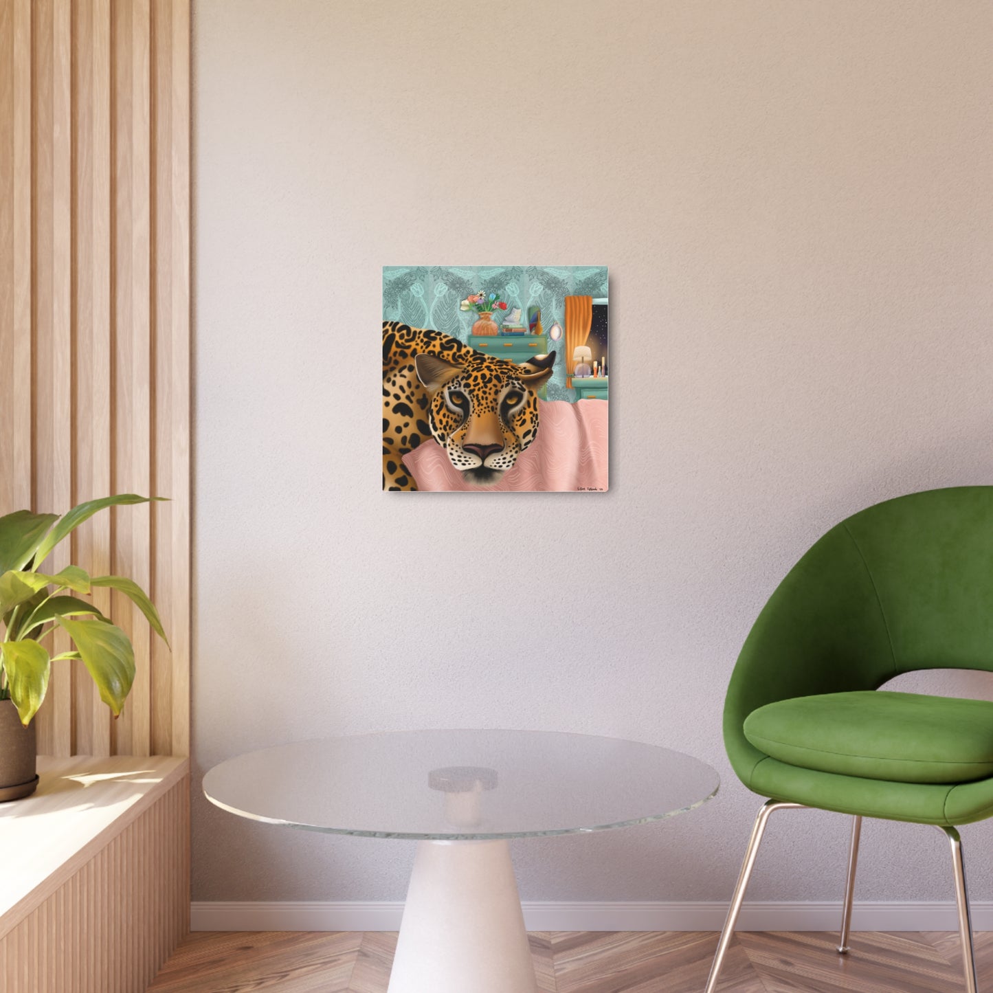 "Lounging Leopard" - Metal Art Sign